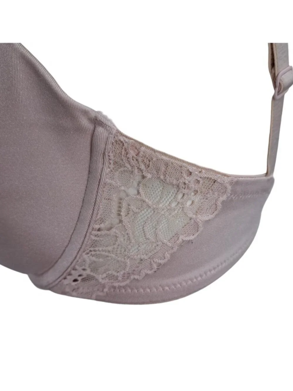 Victorias Secret Angels Full Coverage Underwire Bra Size 34DD Pale Pink Lace